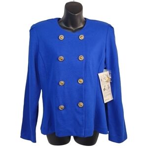 Vintage SGS Studio Women's Royal Blue Double Breasted Blazer Jacket Size 12 NWT